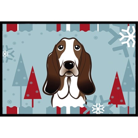 Carolines Treasures Winter Holiday Basset Hound Indoor and Outdoor Mat- 24 x 36 in. BB1739JMAT